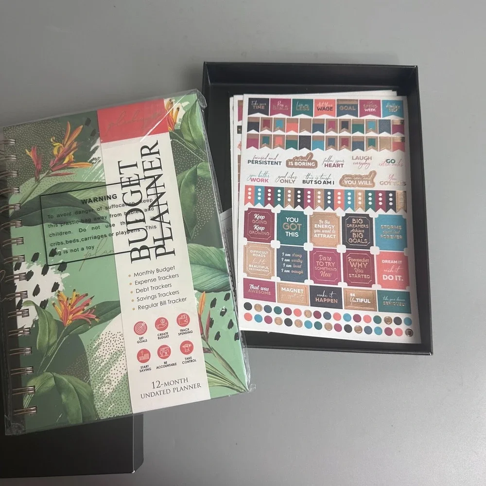 Planberry 12 Month Undated Budget Planner Tropical Floral Financial Organizer